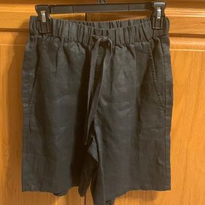 XXS Eileen Fisher NWT black organic linen drawstring waist short with pockets